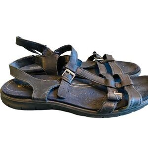 ECCO Women’s Gray Leather Sports Sandals
